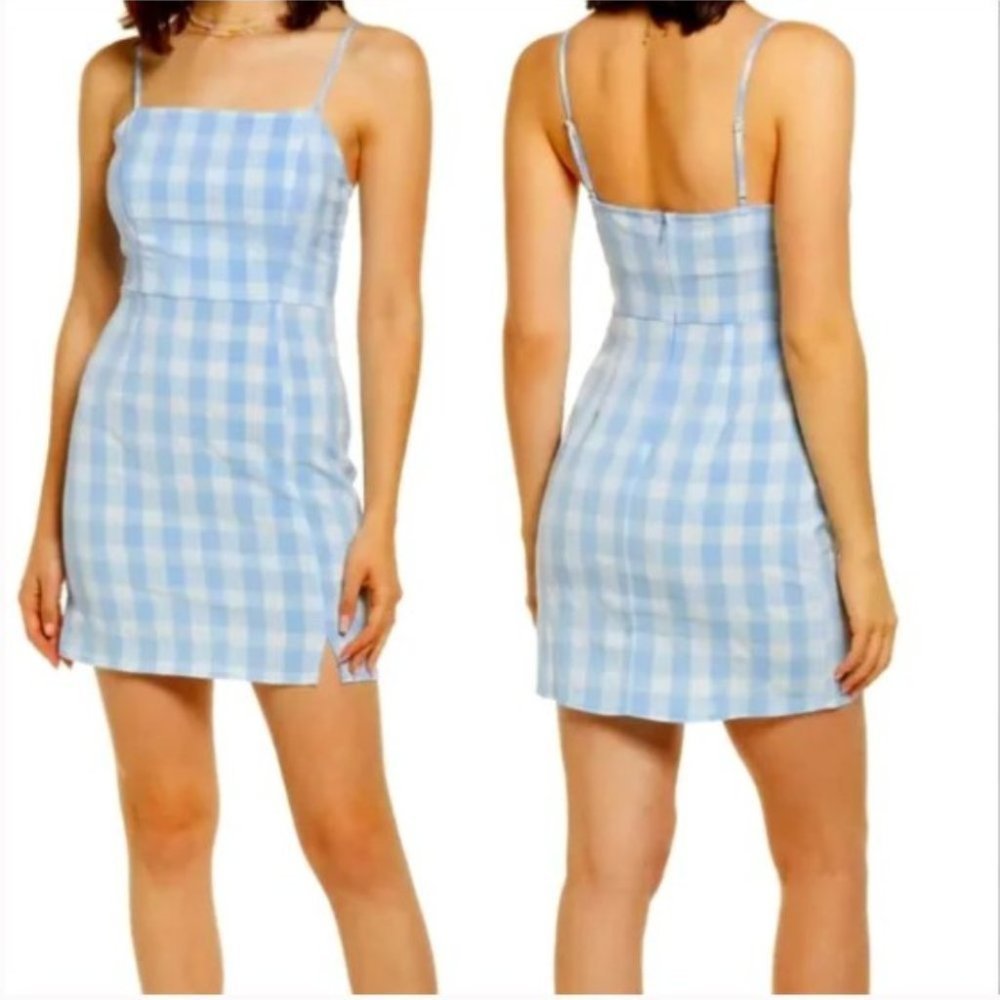 BP. Sleeveless Minidress Blue/White  plaid dress